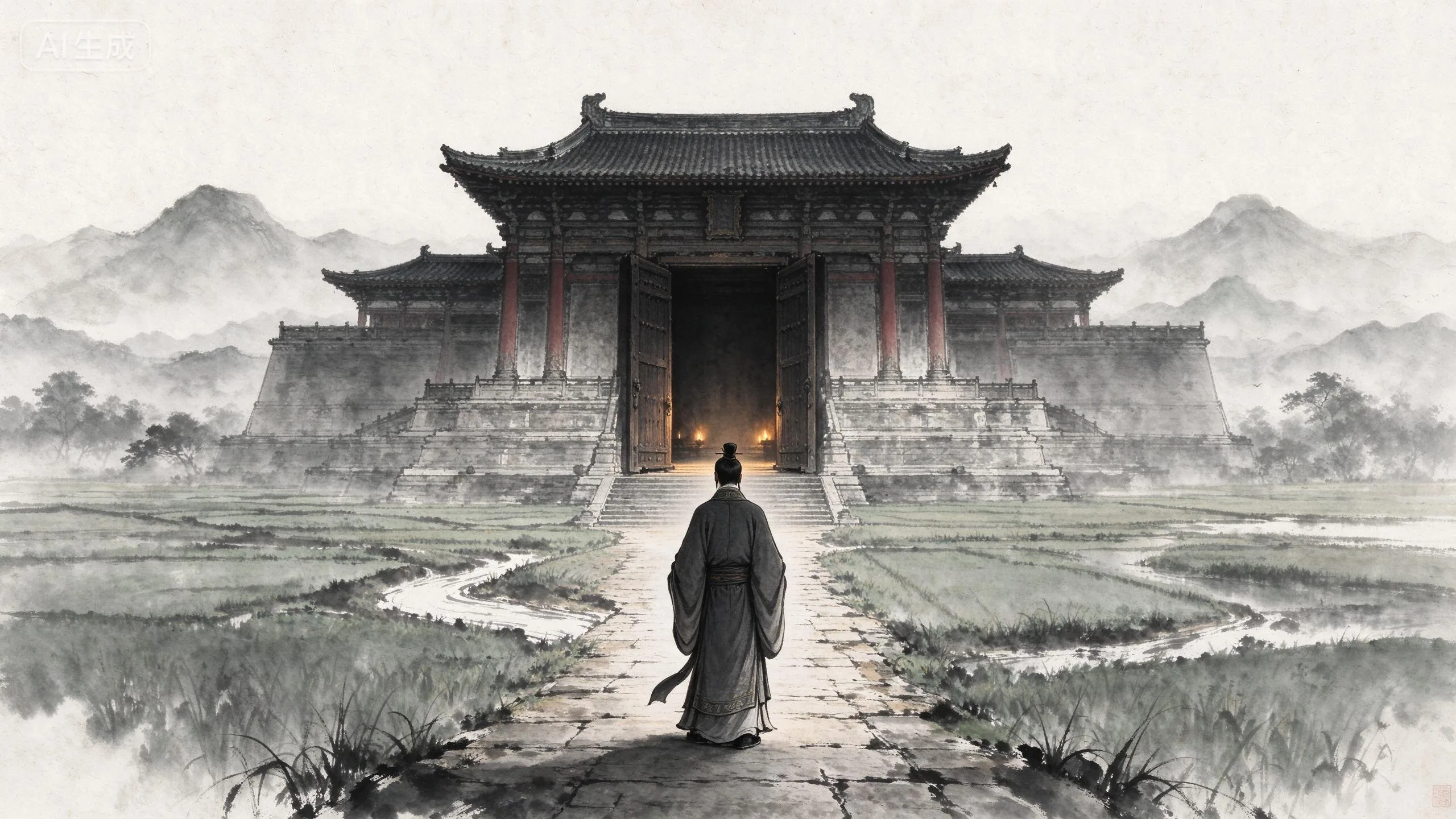 李冰走回官署城门
